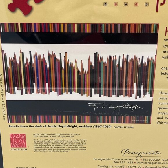 Frank Lloyd Wrights Pencils 1000-Piece Art Puzzle By Pomegranate 2009 - Picture 3 of 3